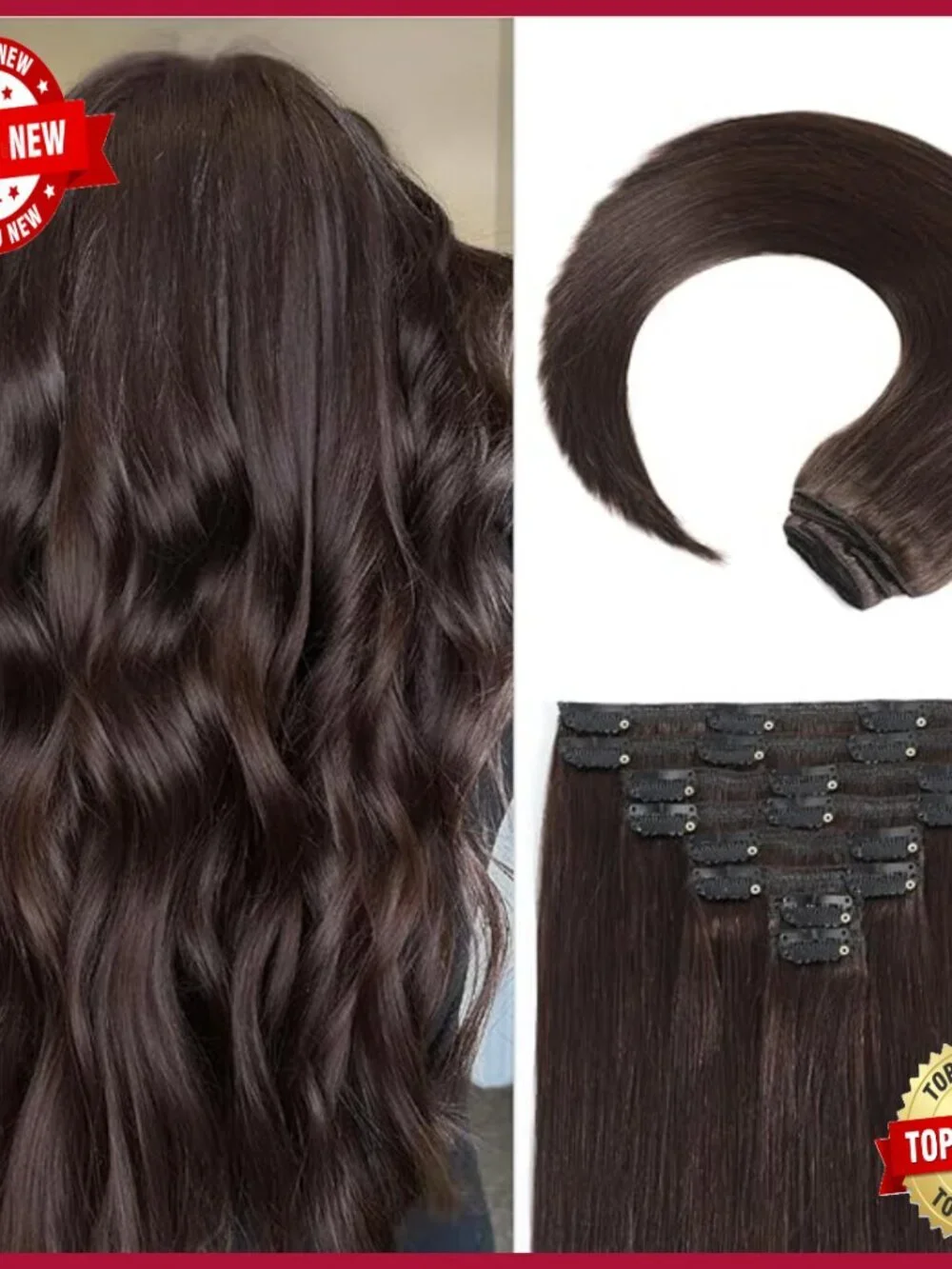22 Inch Human Hair Clip Extensions, 8pcs Set, Seamless Remy Hair